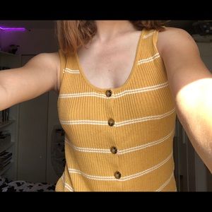 Yellow button down tank top